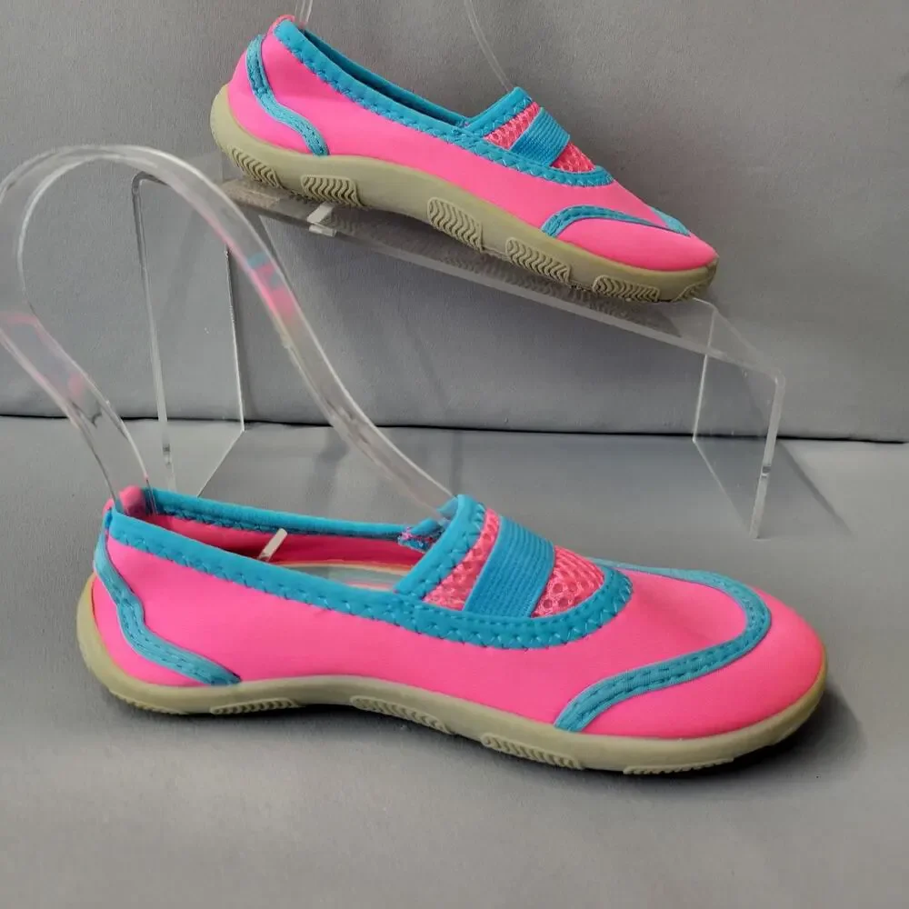 Athletic Works Water Shoes Girls Youth 11-12 Mesh Soft Bright Pink Blue Fast Dry